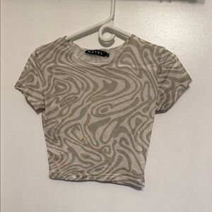 Motel Rocks Beige Swirl Short Sleeve Top